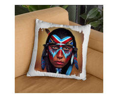 Indian Chief Painted Square Pillow Cases